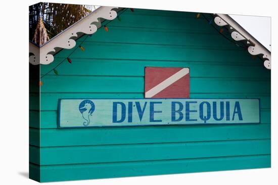 Close-up of Sign Dive Bequia, Port Elizabeth, Bequia, Saint Vincent And The Grenadines-null-Stretched Canvas