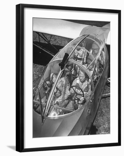 Close Up of Soldiers Sitting in Glider-Dmitri Kessel-Framed Photographic Print