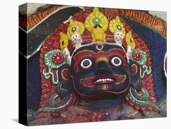 Close-up of Statue of Kalbairab at a Hindu Shrine, Katmandu, Nepal-Steve Satushek-Stretched Canvas