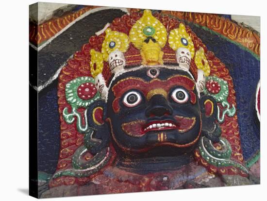 Close-up of Statue of Kalbairab at a Hindu Shrine, Katmandu, Nepal-Steve Satushek-Stretched Canvas