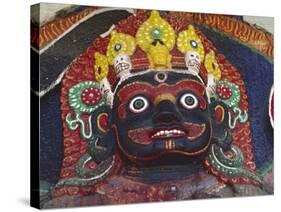 Close-up of Statue of Kalbairab at a Hindu Shrine, Katmandu, Nepal-Steve Satushek-Stretched Canvas