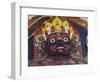 Close-up of Statue of Kalbairab at a Hindu Shrine, Katmandu, Nepal-Steve Satushek-Framed Photographic Print