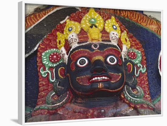 Close-up of Statue of Kalbairab at a Hindu Shrine, Katmandu, Nepal-Steve Satushek-Framed Photographic Print