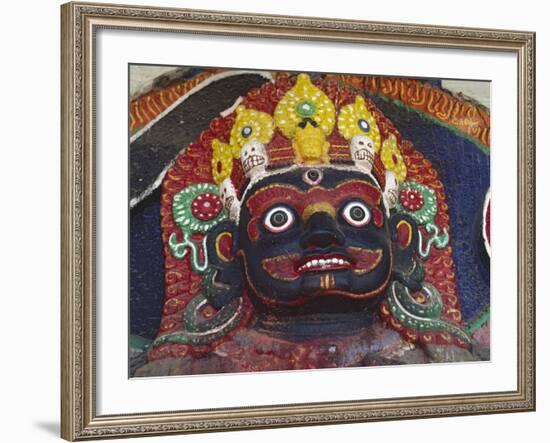 Close-up of Statue of Kalbairab at a Hindu Shrine, Katmandu, Nepal-Steve Satushek-Framed Photographic Print