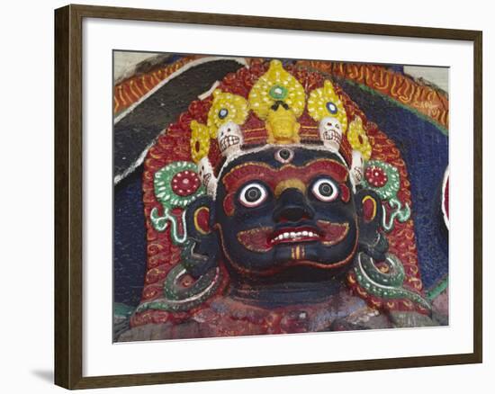 Close-up of Statue of Kalbairab at a Hindu Shrine, Katmandu, Nepal-Steve Satushek-Framed Photographic Print