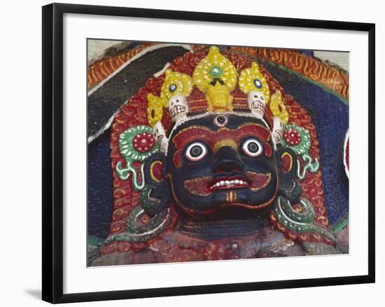 Close-up of Statue of Kalbairab at a Hindu Shrine, Katmandu, Nepal-Steve Satushek-Framed Photographic Print