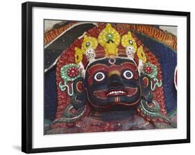 Close-up of Statue of Kalbairab at a Hindu Shrine, Katmandu, Nepal-Steve Satushek-Framed Photographic Print