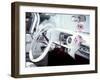 Close-Up of Steering Wheel and Interior of a Pink Cadillac Car-Mark Chivers-Framed Premium Photographic Print