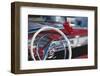 Close-up of steering wheel in classic car. (Large format sizes available)-Stuart Westmorland-Framed Photographic Print