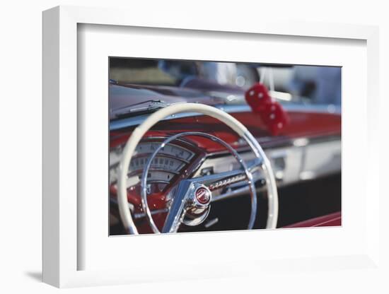 Close-Up of Steering Wheel in Classic Car-Stuart Westmorland-Framed Photographic Print
