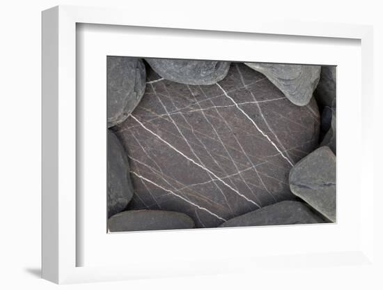 Close-Up of Stone with White Lines on It, Alentejo, Portugal-Quinta-Framed Photographic Print