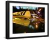 Close Up of Taxi Sign on Car Roof with Neon Road Signs, Shanghai, China, Asia-Purcell-Holmes-Framed Photographic Print