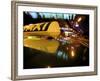 Close Up of Taxi Sign on Car Roof with Neon Road Signs, Shanghai, China, Asia-Purcell-Holmes-Framed Photographic Print