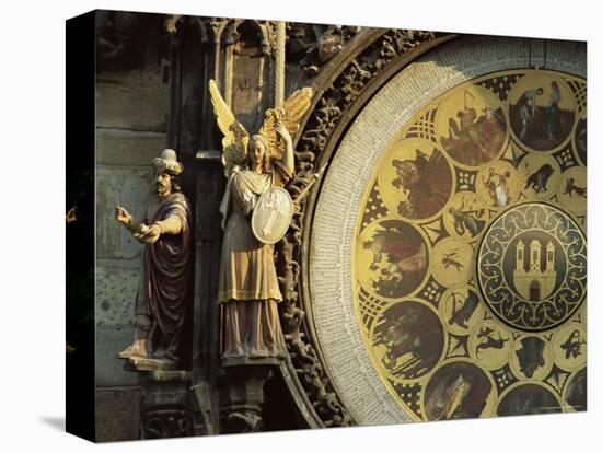 Close-Up of the Astronomical Clock, Town Hall, Old Town Square, Prague, Czech Republic-Upperhall-Stretched Canvas
