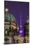 Close-Up of the Berliner Dom (Cathedral) with the Television Tower in the Background at Night-Miles Ertman-Mounted Photographic Print