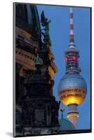 Close-Up of the Berliner Dom (Cathedral) with the Television Tower in the Background at Night-Miles Ertman-Mounted Photographic Print