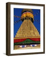 Close up of the Buddhist Stupa at Bodnath (Bodhnath) (Boudhanath), Kathmandu Valley, Nepal, Asia-Bruno Morandi-Framed Photographic Print