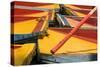 Close Up of the Colourful Wooden Boats at the Floating Gardens in Xochimilco-John Woodworth-Stretched Canvas