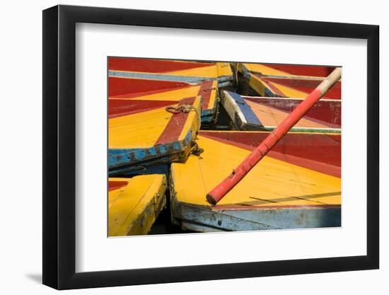 Close Up of the Colourful Wooden Boats at the Floating Gardens in Xochimilco-John Woodworth-Framed Photographic Print