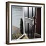 Close-up of the Front Door of a House Left Ajar-null-Framed Photographic Print