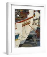 Close up of the Front of Three Fishing Boats in the Harbour, Sitia, Crete, Greek Islands, Greece-Eitan Simanor-Framed Photographic Print