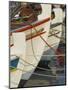 Close up of the Front of Three Fishing Boats in the Harbour, Sitia, Crete, Greek Islands, Greece-Eitan Simanor-Mounted Photographic Print