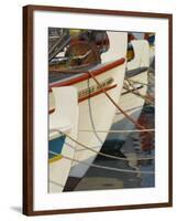 Close up of the Front of Three Fishing Boats in the Harbour, Sitia, Crete, Greek Islands, Greece-Eitan Simanor-Framed Photographic Print