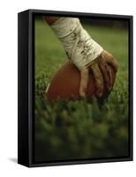 Close-up of the Hand of an American Football Player Holding a Football-null-Framed Stretched Canvas