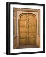 Close Up of the Ornate Door at the Peacock Gate in the City Palace, Jaipur, Rajasthan-John Woodworth-Framed Photographic Print