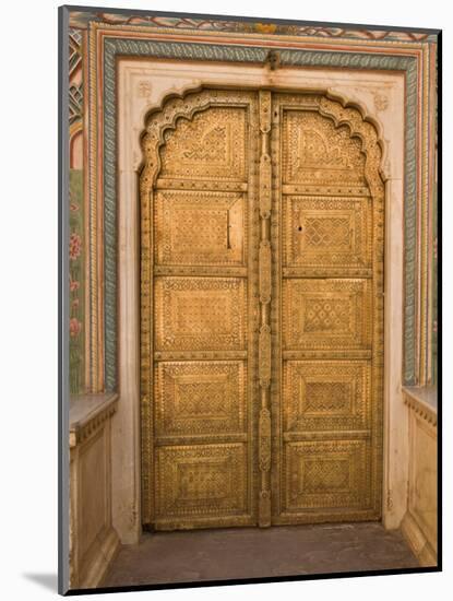 Close Up of the Ornate Door at the Peacock Gate in the City Palace, Jaipur, Rajasthan-John Woodworth-Mounted Photographic Print