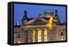 Close-Up of the Reichstag at Night, Berlin, Germany, Europe-Miles Ertman-Framed Stretched Canvas