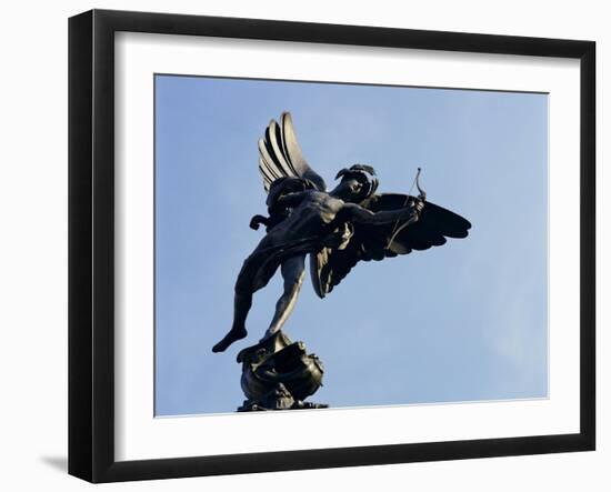 Close-Up of the Statue of Eros on the Shaftesbury Memorial, Piccadilly Circus, London, England-Walter Rawlings-Framed Premium Photographic Print