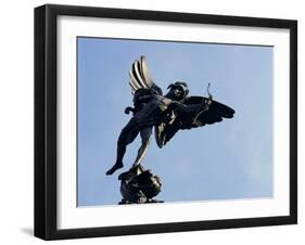 Close-Up of the Statue of Eros on the Shaftesbury Memorial, Piccadilly Circus, London, England-Walter Rawlings-Framed Premium Photographic Print