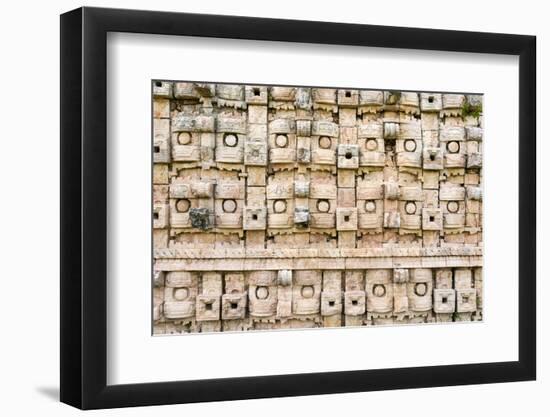 Close Up of the Wall at the Mayan Ruins at El Palacio De Los Mascarones (Palace of Masks)-John Woodworth-Framed Photographic Print