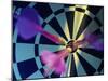 Close-up of Three Darts in the Bull's-Eye of a Dartboard-null-Mounted Premium Photographic Print