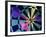 Close-up of Three Darts in the Bull's-Eye of a Dartboard-null-Framed Photographic Print