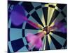 Close-up of Three Darts in the Bull's-Eye of a Dartboard-null-Mounted Photographic Print