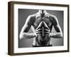 Close-Up of Topless Man Holding Rugby Ball in Isolation-pressmaster-Framed Photographic Print