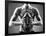 Close-Up of Topless Man Holding Rugby Ball in Isolation-pressmaster-Framed Photographic Print