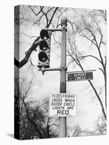 Close-Up of Traffic Sign at Dupont Circle-Myron Davis-Stretched Canvas