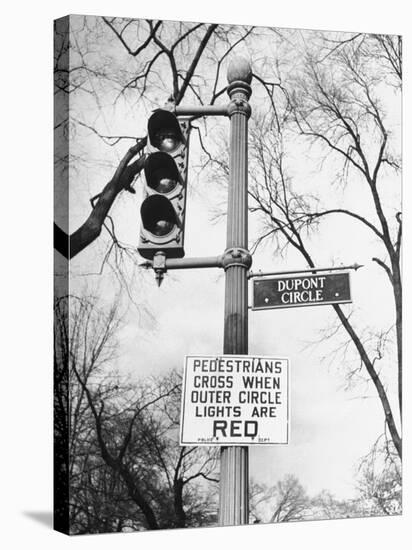 Close-Up of Traffic Sign at Dupont Circle-Myron Davis-Stretched Canvas