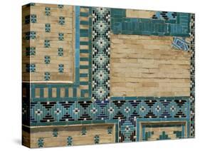 Close-Up of Turquoise Ceramics, Shah-I-Zinda Mausoleum, Samarkand, Uzbekistan, Central Asia-Upperhall-Stretched Canvas