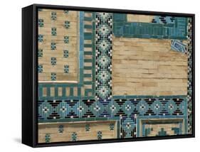 Close-Up of Turquoise Ceramics, Shah-I-Zinda Mausoleum, Samarkand, Uzbekistan, Central Asia-Upperhall-Framed Stretched Canvas