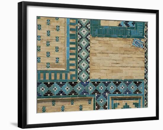 Close-Up of Turquoise Ceramics, Shah-I-Zinda Mausoleum, Samarkand, Uzbekistan, Central Asia-Upperhall-Framed Photographic Print