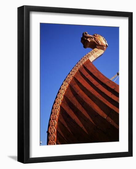 Close-Up of Viking Ship Used as a Charter Boat, Aker Brygge, Oslo, Norway, Scandinavia-Kim Hart-Framed Photographic Print