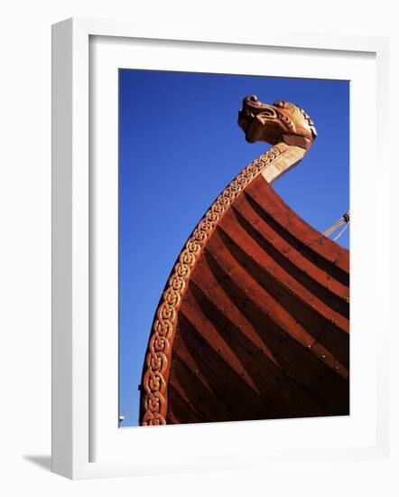 Close-Up of Viking Ship Used as a Charter Boat, Aker Brygge, Oslo, Norway, Scandinavia-Kim Hart-Framed Photographic Print