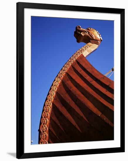 Close-Up of Viking Ship Used as a Charter Boat, Aker Brygge, Oslo, Norway, Scandinavia-Kim Hart-Framed Photographic Print