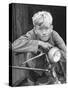 Close Up of Village Boy Posing with His Bicycle-Walter Sanders-Stretched Canvas