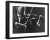 Close Up of Violinist Jascha Heifetz Playing in Mili's Darkened Studio-Gjon Mili-Framed Premium Photographic Print