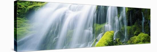 Close-Up of Waterfall on Moss Covered Rocks-null-Stretched Canvas